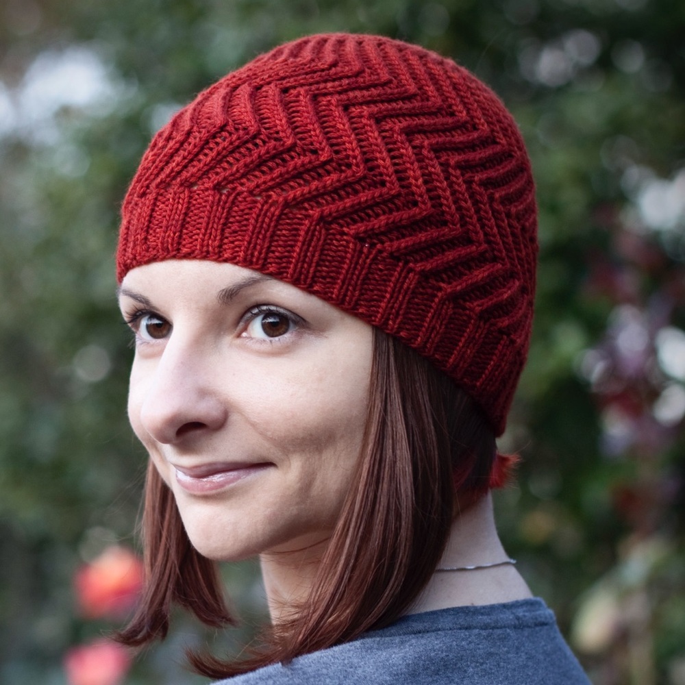Rusty Orange Merino Crepe Hand Knit Beanie